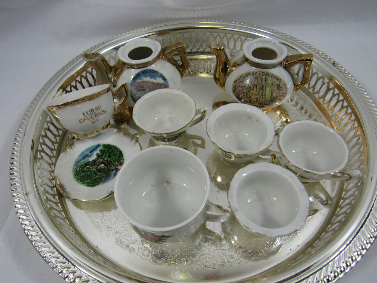 Vintage Miniature China Tea Set Souvenir Tea Pots Tea Cups