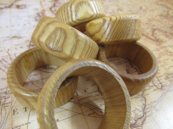 Vintage Wood Napkin Rings Set of 6 Wooden Napkin Rings Light Colored Ash Wood Exotic Wood Napkin Holders