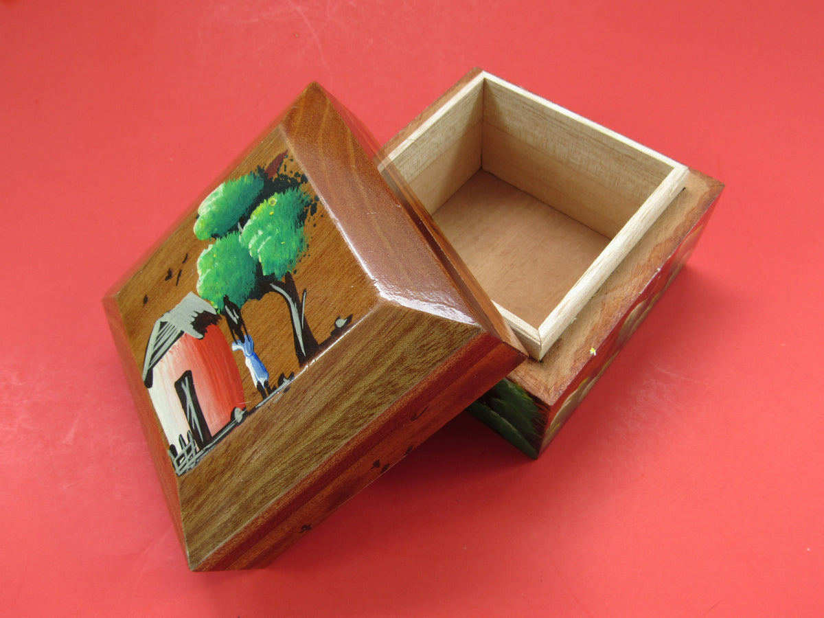 Vintage wood box Romania souvenir Y hand painted wood box 5,5 offers X 4 X 2,5