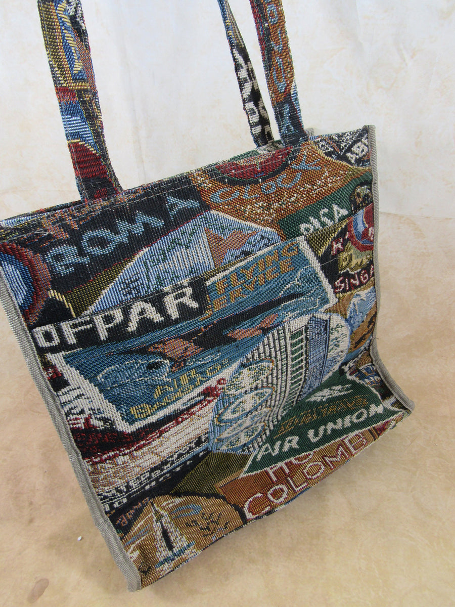 Vintage Beaded Purse Tote Jerusalem Souvenir Handbag Drawstring