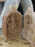 Vintage Wooden Namaste Hindu Goddess Lakshmi Lord Ganesha Praying Hand Ethnic Wood Statuary Spiritual Religious Home Decor Alter Wealth