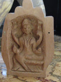 Vintage Wooden Namaste Hindu Goddess Lakshmi Lord Ganesha Praying Hand Ethnic Wood Statuary Spiritual Religious Home Decor Alter Wealth