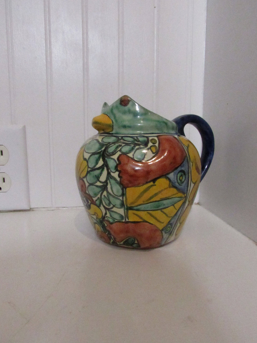 Mexican Water Frog Pitcher 50 Oz Multicolors ceramic hand made