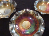 Antique Carnival Glass Bowl Depression Glass 1930s Imperial Glass Marigold Iris EACH Serving Bowl Decorative Bowl Fluted Edge Iridescent