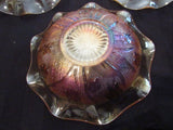 Antique Carnival Glass Bowl Depression Glass 1930s Imperial Glass Marigold Iris EACH Serving Bowl Decorative Bowl Fluted Edge Iridescent