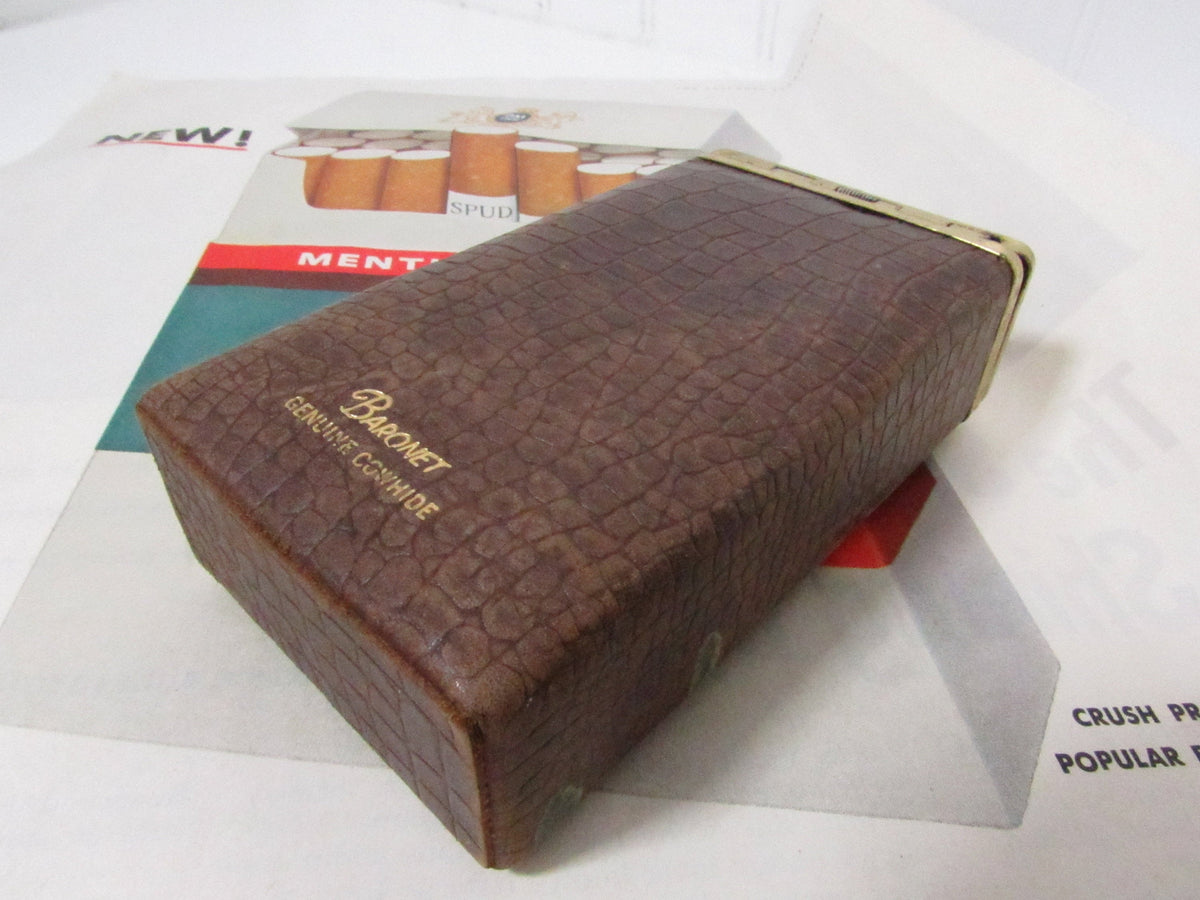 Classic Men'S Thick Cigarette Box, High-End Cowhide Crocodile Pattern  Sewing Brass Inner Liner, 20 Pieces Capacity