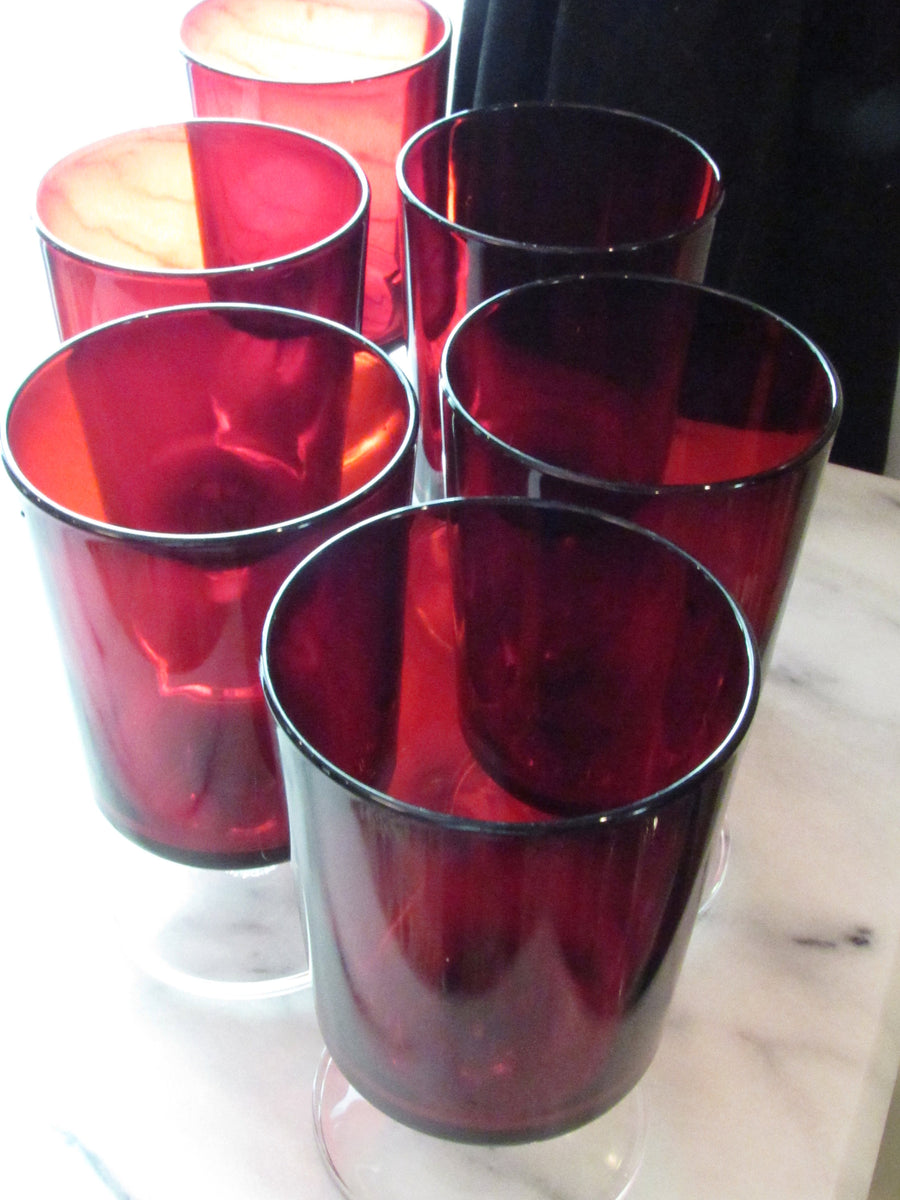 Vintage Ruby Red Luminarc Arcoroc store Set Of 17 glasses beautiful no cracks