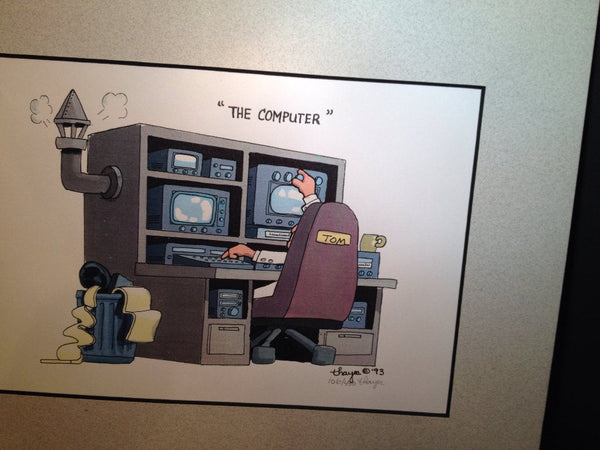 Limited Edition Art Print, Tom Thayer Art, Signed and Numbered Print, "The Computer", Surrealist Art, Matted, Geek Art, Vintage Computer