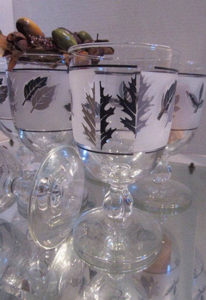 Vintage Libbey Hostess Glassware Set of 8 Silver Trim 