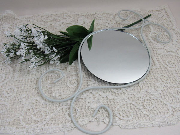 Vintage Shabby Chic White Metal Hanging Mirror
