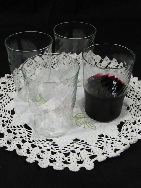 Vintage Swirled Glasses Mid Century Set of 4 Rustic Wine Glasses Old World