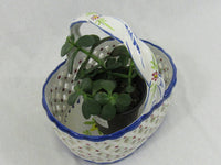 Vintage Hand Painted Ceramic Basket Portugal Basket Weave Cut Outs Mediterranean Centerpiece Fruit Bowl Planter