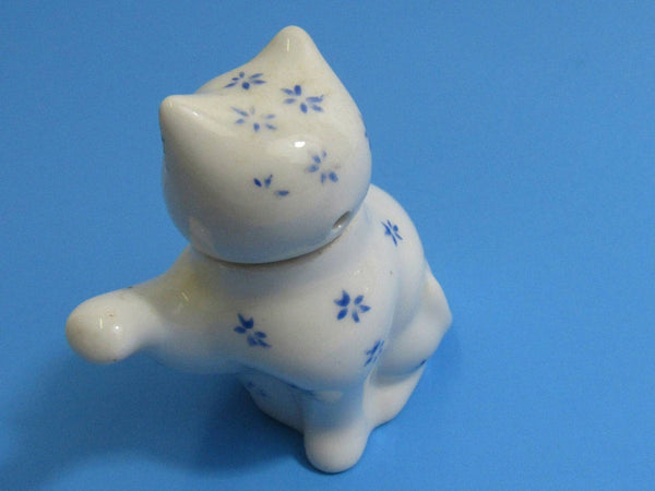 Vintage Blue and White Chinoiserie Cat Figurine