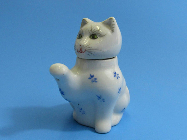 Vintage Miniature Cat Teapot Blue White Chinoiserie Tea Pot China