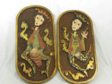 Vintage Wooden Carved Wall Art Wall Hangings Court Jesters Set of 2 Mexico 2 Ft Tall