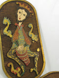 Vintage Wooden Carved Wall Art Wall Hangings Court Jesters Set of 2 Mexico 2 Ft Tall