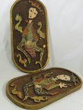 Vintage Wooden Carved Wall Art Wall Hangings Court Jesters Set of 2 Mexico 2 Ft Tall