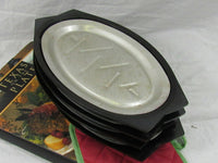 Vintage Serv-A-Sizzler Grill Fajita Steak Plates Nordic Ware Set of 4 Vintage Steakhouse Plates