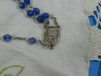 Vintage Rosary Bead Strand Crucifix Blue Beads Italy
