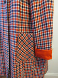 Vintage Hounds Tooth Swing Coat Circa 1950s Red Blue Plaid Overcoat