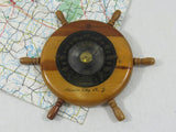 Vintage Thermometer Ship Steering Wheel Wall Hanging Nautical Beach Decor Souvenir Atlantic City, NJ