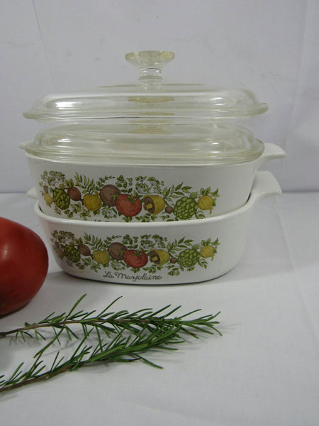 Vintage Corningware Spice of Life Covered Dishes - Set of Two with