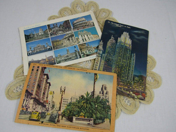 Vintage Postcards Set of 3 Paper Ephemera Upcycle Projects Travel Rome New York Chicago Landmarks