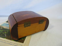 Vintage NC Souvenir Cedar Box Curved Art Deco Shape Trinket Box