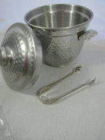 Vintage Ice Bucket, Mid Century Ice Bucket, Vintage Silver Ice Bucket Hammered Aluminum Ice Bucket, Retro Bar, Made in Italy