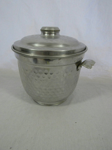 Vintage Ice Bucket, Mid Century Ice Bucket, Vintage Silver Ice Bucket Hammered Aluminum Ice Bucket, Retro Bar, Made in Italy