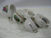Vintage Miniature China Tea Set Souvenir Tea Pots Tea Cups Mini Tea Set Pretend Play Japan Collectibles Shabby Chic Mismatched 9 Pieces