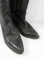 Vintage Rockabilly Western Black Boots Pointed Cowboy Boots Texas All American Boots Size 7.5