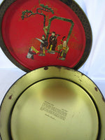 Vintage Tin Box Biscuit Tin Metal Storage Box Sunshine Biscuits Asian T'Ang Dynasty Series Love Story Oversized Tin