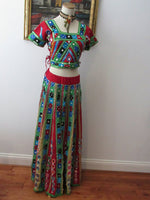 Vintage Handcrafted Mirrored Skirt Top Gharagra Lehenga India Ethnic Folk Tribal Banjara Gypsy Festival Travel Diversity