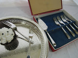 Vintage Silver Plate Dessert Set Leonard in Box Appetizer Dessert Set Sheffield, England