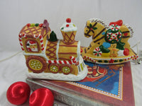 Vintage Christmas Night Light Ceramic Toy Train Bedside Light Rocking Horse Night Light Christmas Lamp