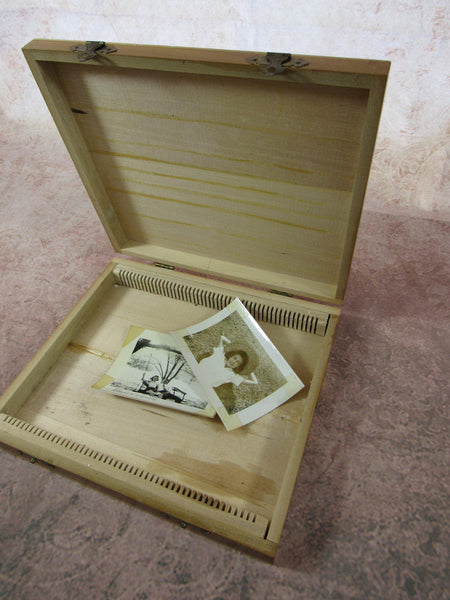 Vintage Wooden Box  Medical Slides Box Dove Tail Edge