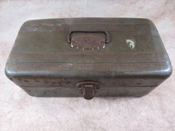 antique tackle box Vintage Fishing Tackle Box Metal Rusty Exterior Sporting Goods Home Ca – TheFlyingHostess