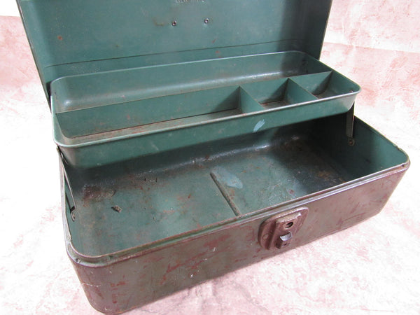 Buy Vintage Green Metal Fishing Tackle Box Filled With Vintage