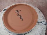 Vintage Mayan Aztec Clay Bowl Oversized Terra Cotta Primitive Style Signed Art Pottery Bowl Hanging Art Mexico