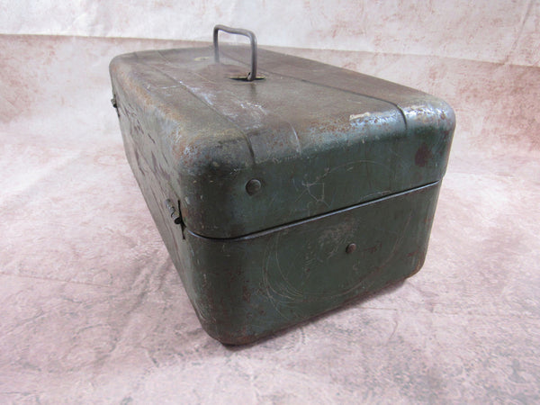 Antique Metal Tackle Box w/ Misc. Antique Fishing Supplies - Gavel
