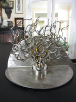 Vintage Metalwork Sculpture Candleholder Tree of Life Industrial Metal Tree Candle Holder Votive Tea Light