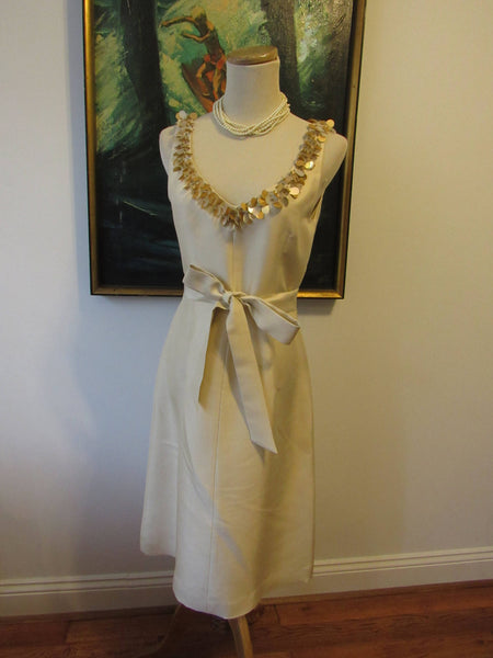 Vintage Banana Republic Silk Embellished Dress Glamourous Classic Sheath 1990's Size 6