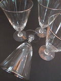 Vintage Silver Rim Crystal Footed Water Glasses Ice Tea Goblets Retro Barware Highball Craft Cocktail Beer