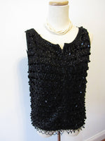 Vintage Sequin Embellished Angora Shell Made in British Colonies of Hong Kong Mid Century 1960's Evening Attire