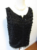 Vintage Sequin Embellished Angora Shell Made in British Colonies of Hong Kong Mid Century 1960's Evening Attire