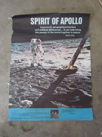 Vintage Apollo 11 Poster Spirit of Apollo Rand McNally Nixon Era Memorabillia