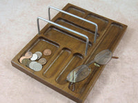 Vintage Wooden Valet Tray IPad Desk Holder Organizer Mid Century Valet Organizer