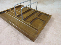 Vintage Wooden Valet Tray IPad Desk Holder Organizer Mid Century Valet Organizer