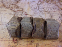 Vintage Hand Carved Wooden Napkin Rings Primitive Tribal Style Set of 4